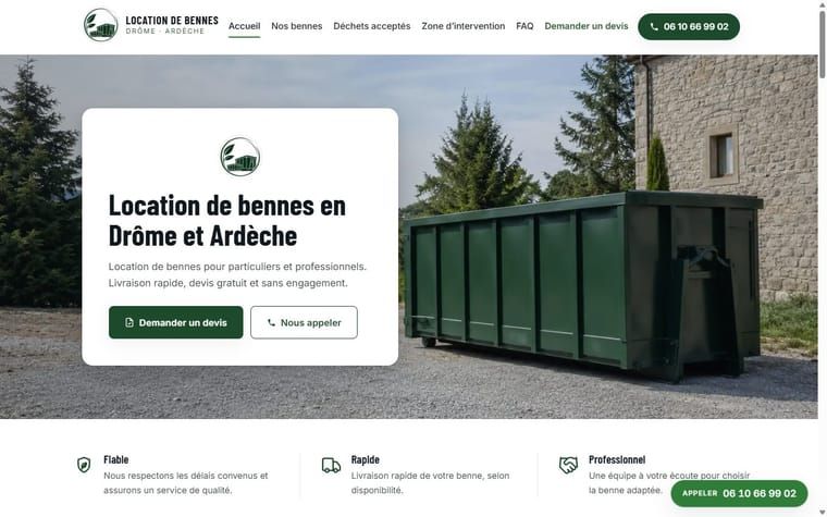 Aperçu du site Perrin · Location de bennes