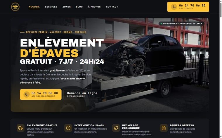 Aperçu du site Épaviste Perrin