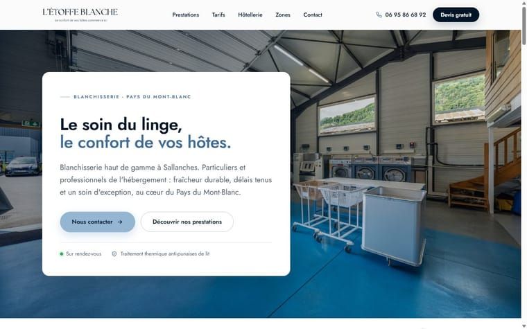 Aperçu du site Étoffe Blanche