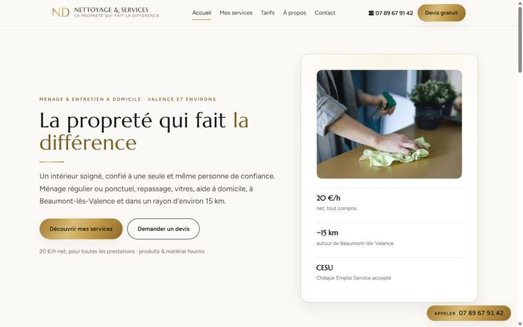 Aperçu du site ND Nettoyage